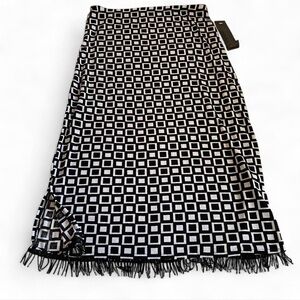 New Olivia Paige Made in the USA Mod Checkered Tassel Beaded Hem Midi Skirt ✨